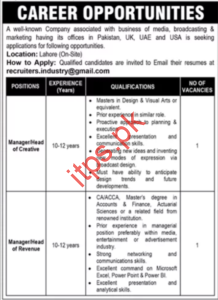 A Well Known Company Jobs 2024 Latest for Media Inustry