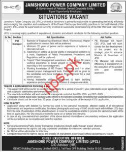 Jamshoro Power Company JPCL Jobs 2024 New Situation Vacant For PIU Manager