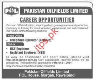 Pakistan State Oil POL Jobs 2024 Latest