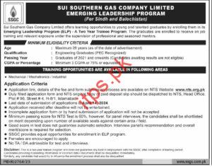 Sui Southern Gas Company Emerging Leadership Program Jobs 2024