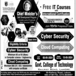 Chief Minister Free IT Courses Govt. College of Technology Railway Road Lahore