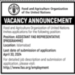 Food & Agriculture Organization of United Nations New Jobs for Assistant FAO Representative
