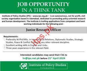 Institute of Policy Studies IPS Jobs Advertisement forJunior Research Officer