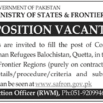 Ministry of State & Frontier Regions Jobs for Afghan Refugees Balochistan As Commissioner BS-20