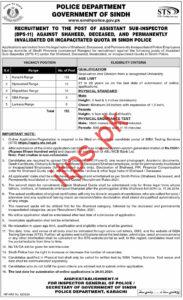 Police Jobs New Latest Advertisement for Sindh Assistant Sub-Inspector