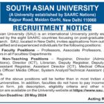 South Asian University New Jobs Latest