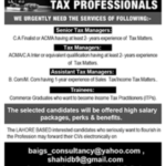 Tax Professional Latest New Jobs in Lahore