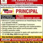 The Lahore Lyceum Faisalabad Campus New Jobs for Principal