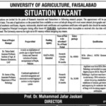 University of Faisalabad UAF New Latest Jobs 2024 for Project Staff