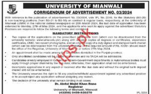 University of Mianwali UWM Jobs 2024
