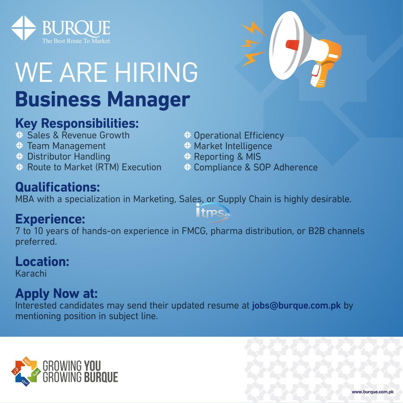 Burque Jobs 2025 for Business Manager