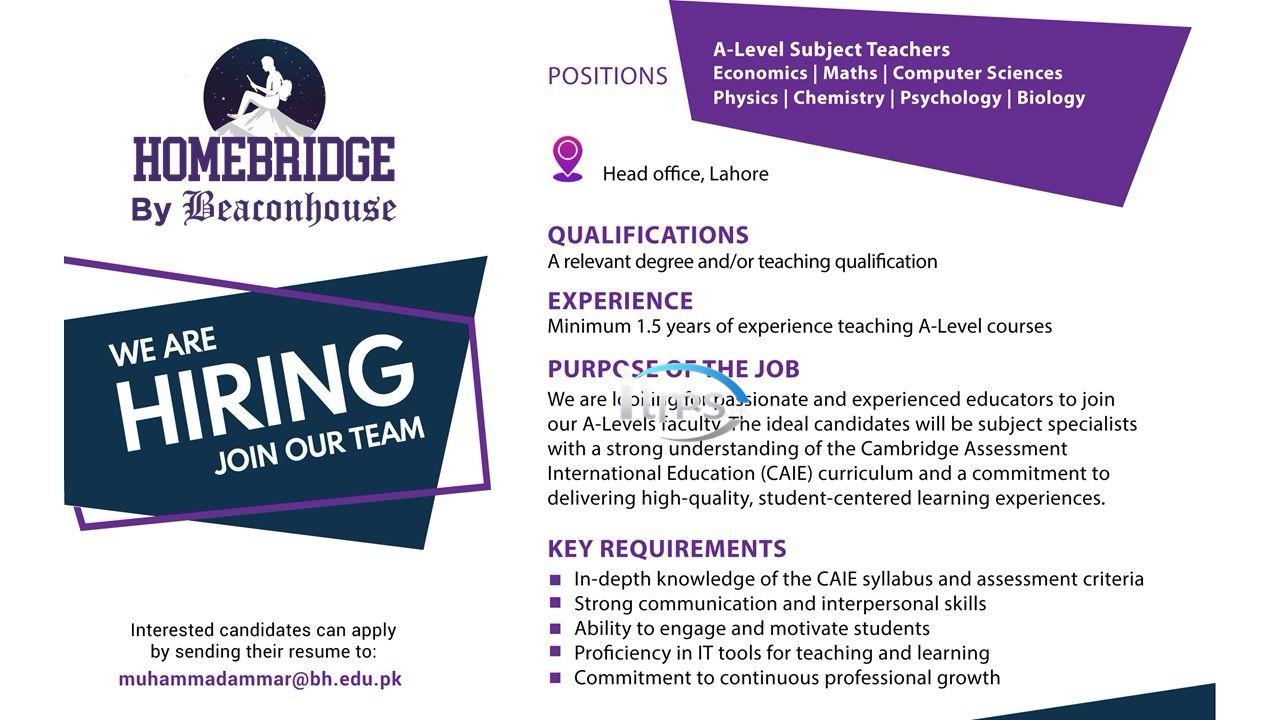 HomeBridge by Ceaconhouse Jobs 2025 for Subject Teachers