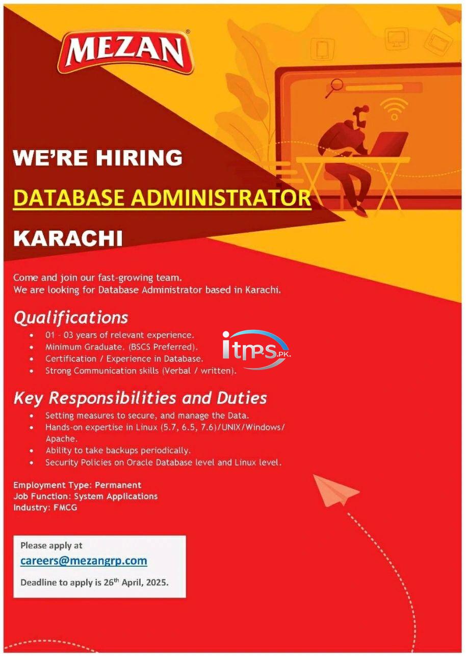 Mezan Group Jobs 2025 for Database Administrator