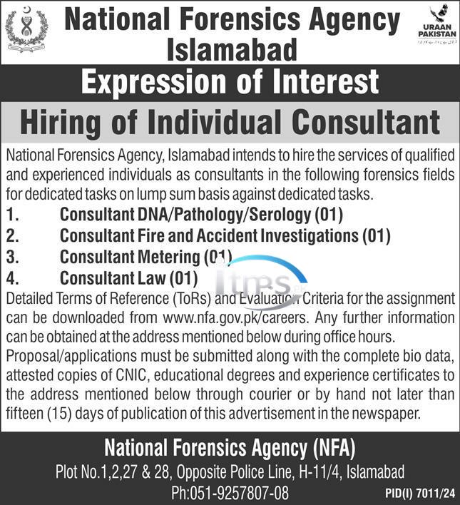 National Forensics Agency Islamabad NFA Jobs 2025